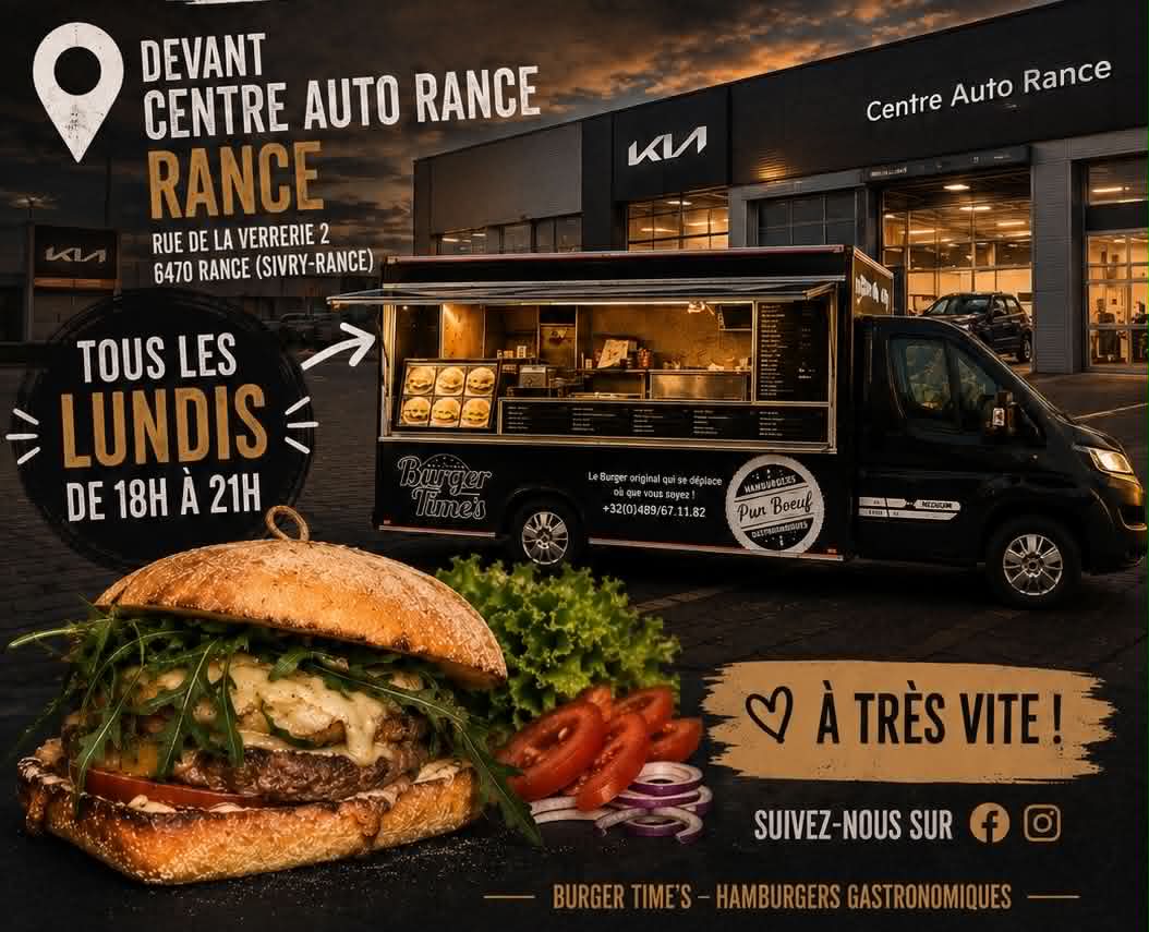 Burgertimes le lundi devant le Centre Auto Rance à Rance